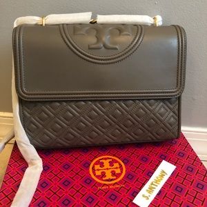 Tory Burch Fleming Shoulder bag Maple/Silver NWT